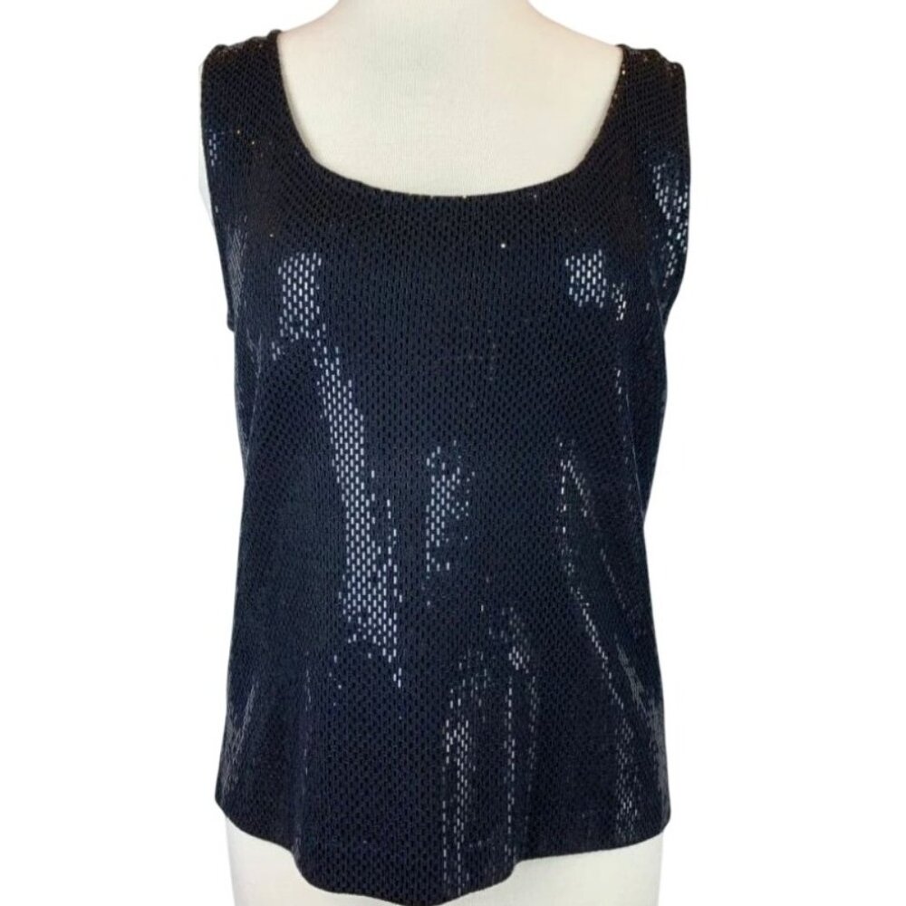 ST JOHN Sequined Back Buttoned Sleeveless Top Size 10
